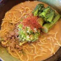 Tan Tan Men · Spicy Sesame flavored noodle soup with spicy ground pork.