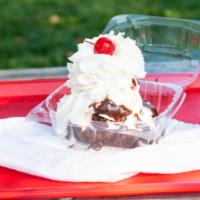 Hot Brownie Fudge Sundae · A hot brownie, topped with your choice of ice cream, hot fudge. Includes whipped cream and a...