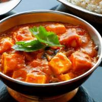 Paneer Tikka Masala · Cubes of cottage cheese in hearty tomato onion sauce rich with cumin, coriander, ginger and ...