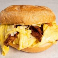 Bacon, Egg & Cheese Sandwich · Choice of on a bagel, roll or wrap.