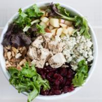Orchard · Mesclun Mix, Apples, Dried Cranberries, Walnuts, Crumbled Blue Cheese, and Chicken, mixed wi...