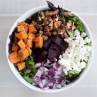 Sweet Beet · Mesclun Mix, Roasted Beets, Red Onions, Goat Cheese, Sweet Potatoes, Candied Walnuts, mixed ...