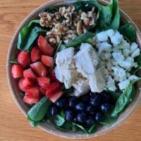 Berry · Spinach, Strawberries, Blueberries, Goat Cheese, Walnuts, and Chicken, mixed with Sweet Onio...