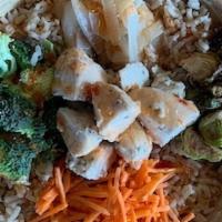 Sweet Chili Bowl · Warm Brown Rice, Roasted Brussel Sprouts, Roasted Onions, Carrots, Broccoli, and Sweet Chili...