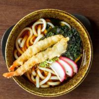 Udon · Your choice of udon with thick wheat flour noodles in light dashi, soy and mirin broth.