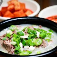Sulung Tang · Creamy oxtail broth with beef briskets and clear noodles.