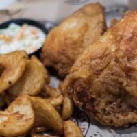 Broasted Chicken · One half chicken broasted and served with white bread, a taste of apple slaw or 
