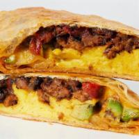 On The Boarder · Mexican Chorizo, Shredded Cheddar, Roasted Peppers, Caramelized Onions, Avocado, Soft Scramb...