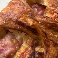 Savory Croissant, Ham And Gruyere · Oh la la....Apple wood smoked black forest ham, swiss gruyere, and mustard aioli nested in o...