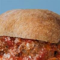 Vegan Meaty-Balls Sandwich · House made lentil based vegan meatballs, veggie gravy, vegan cheese, and ciabatta