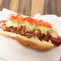 Blt Dog · Beef Hot Dog with Bacon, Lettuce and Tomato