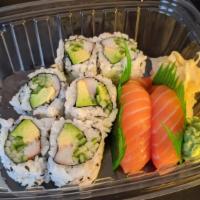 Tuna Or Salmon Teriyaki · Pan seared yellow fin tuna or salmon (pink in the center) finished with sushi rice poached b...