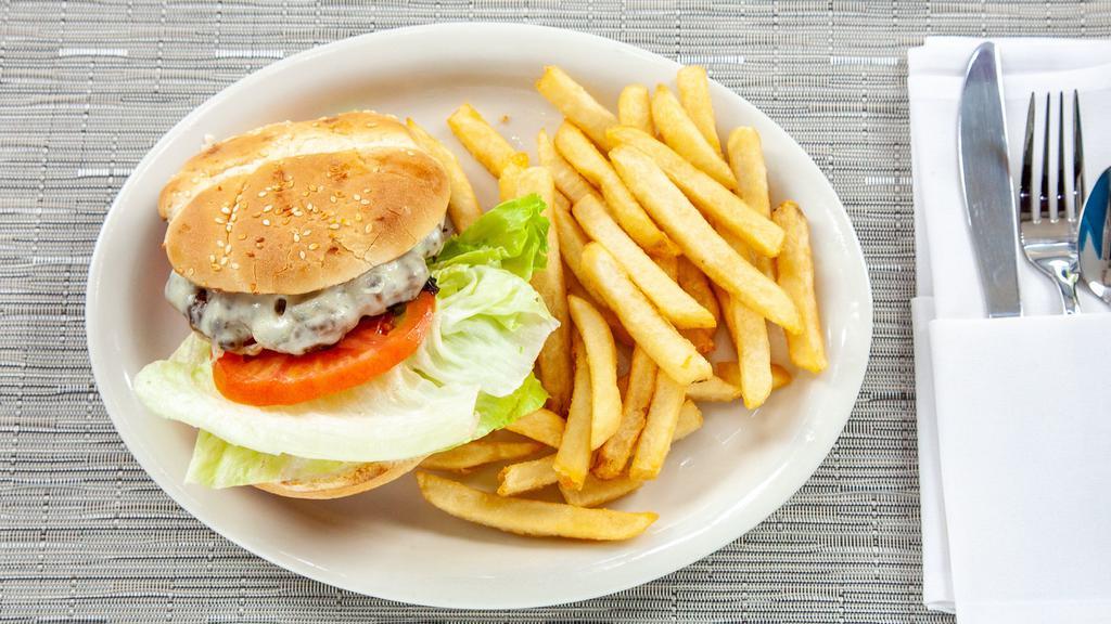 Hercules Burger · Seasoned ground beef with provolone, lettuce, pickle, onions, tomatoes & mayonnaise.