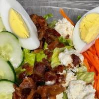 Cobb Salad · Lettuce, Tomatoes, Shredded Carrots, Cucumbers, Bacon, Avocado, Egg & Blue Cheese