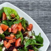 Signature Salad Tray · Mixed greens dried cranberries tomatoes gorgonzola candied walnuts and raspberry walnut vina...