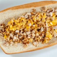 Chicken Cheesesteak · Sub roll, american, chicken breast and toasted.