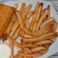 Fish And Chips · Served with tartar sauce.