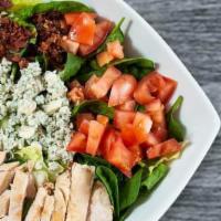 Cobb Salad Tray · Bacon grilled chicken hard-boiled egg tomatoes gorgonzola and mixed greens.