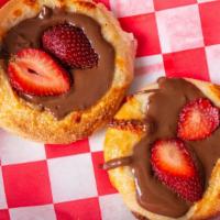 Strawberry With Chocolate · Dessert pizza with strawberry and chocolate.