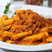 Rigatoni Bolognese (Small) · In our traditional meat sauce.