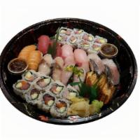 Matsu Sushi Assortment 松寿司 2 Pers · (22 PCS NIGIRI 8 PCS ROLLS). 
No substitute request & Omit Only. 
Tuna, Fatty Tuna, White Fi...