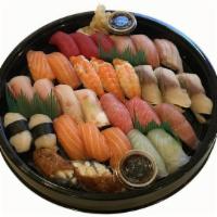 Regular Sushi Assortment 25 並にぎり寿司25貫盛合せ · (25 PCS REGULAR NIGIRI SUSHI).
No substitute request & Omit Only. 
Tuna, White Fish, Salmon,...