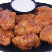 Boneless Oven Roasted Chicken Wings · Served with Bleu Cheese or Ranch for dipping. Wing count per order may vary according to siz...