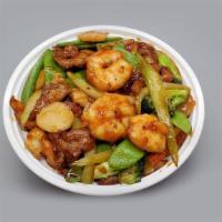 Seafood Delight · Lobster, crabmeat, jumbo shrimp, fresh scallop deliciously sautéed with Chinese vegetables i...
