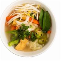 Fruits & Vegetables Broth Pho · Fruit and vegetable broth & rice noodles 

1. Choose protein(s)
2. Choose vegetables
3. Choo...