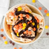 Reese'S Overload · Reese's peanut butter sauce, reese's pieces and chocolate sauce.