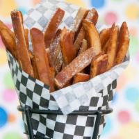 Pancake Fries · Deep-fried Betty strips dusted with powdered sugar served with cinnamon cream cheese and syr...