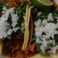 Taco De Chorizo (3 Pcs.) · Comes with onion and cilantro.