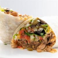 Loaded · Your choice of rice and  black or pinto beans, your choice of meat (1/2 and 1/2 available on...