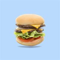 Double Good Burger · Two 100% beef patties, seasoned to perfection with two slices of American cheese (optional)....