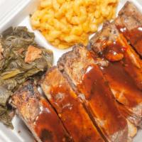Bbq Pork  Long Rib Platter · All platters include two choice of sides.