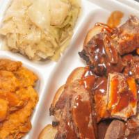 Bbq Beef Short Ribs Platter (Large) · All platters come with two side choices.