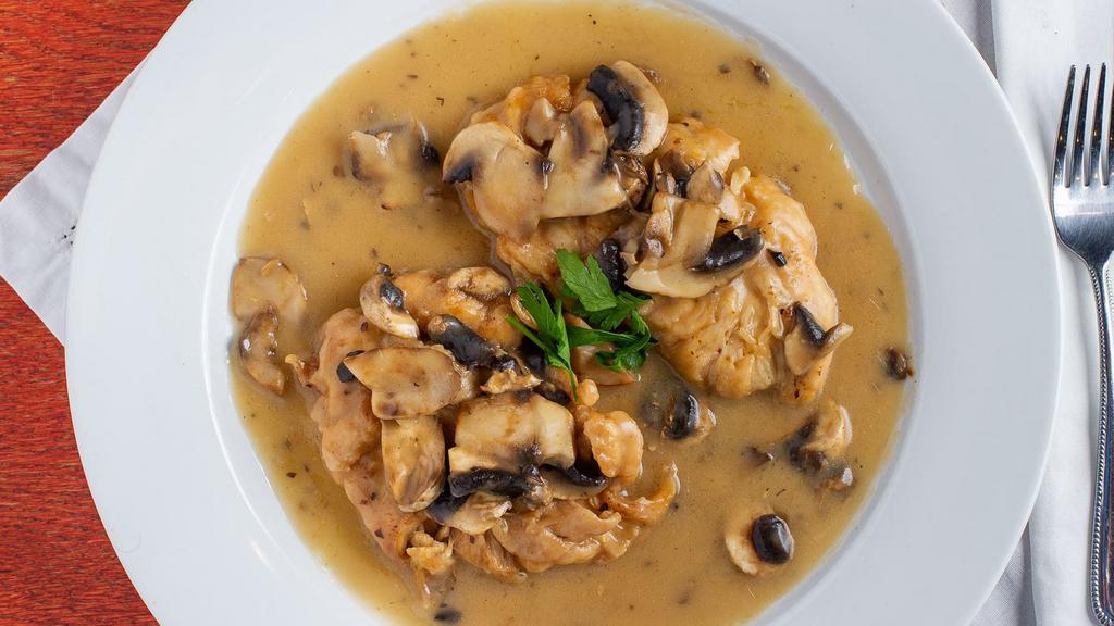 Chicken Marsala · Sauteed chicken breast with mushrooms in a light marsala wine sauce.