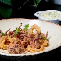 Crispy Calamari · House Pickled Vegetables with a Hint of Lime & Cilantro, Aioli