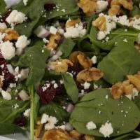 Spinach · Spinach, feta cheese, dried cranberries, red onions and balsamic vinaigrette dressing.