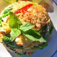 Spicy Basil Rice · Fried rice with Thai basil, egg, garlic, . Chinese broccoli, & chilies