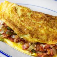 Omelettes · Comes with bacon and roasted potatoes.