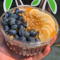 Original · Pure Acai Base topped with granola, bananas, blueberries, and honey drizzle