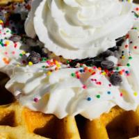 Gluten Free Waffles · GLUTEN FREE WAFFLES TOPPED WITH TWO FRUIT TOPPINGS & MAPLE SYRUP

FRUIT CHOICES: STRAWBERRIE...