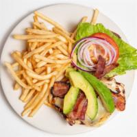 Grilled Chicken Sandwich  · with bacon, avocado, chipotle mayo, pepperjack, lettuce, tomato & onion