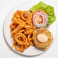 Blackjack Burger · hot stuff! Cajun spices, chipotle mayo, melted pepperjack, lettuce, tomato & onion