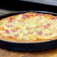 Hawaiian Pizza · Pizza sauce, pizza cheese, ham, and pineapple.