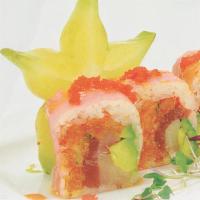 Spicy Girl Roll (8 Pcs) · Spicy salmon, tuna, yellowtail and avocado, crunch inside, topped with tobiko & spicy mayo s...