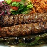 Adana · Spicy. Mixed ground beef and lamb.