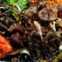 Isot Mix (4 People) · Combination of lamb chop, beef kebab, lamb kebab, grilled chicken thighs, kasap kofte, Adana...