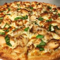 Small Gold Fever Chicken Pizza · Tangy gold fever chicken, mozzarella & blue cheese. Dressing on the side.